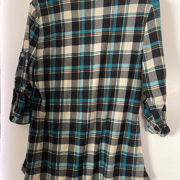 Blue lightweight flannel print tunic top - Picture 2 of 2